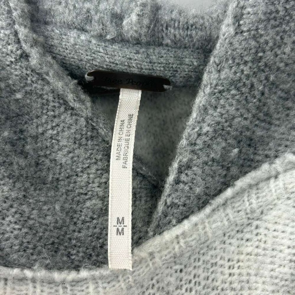 Free People Women's Medium Wool Blend Significant Other Hooded Sweater Gray/Tan - Picture 9 of 16